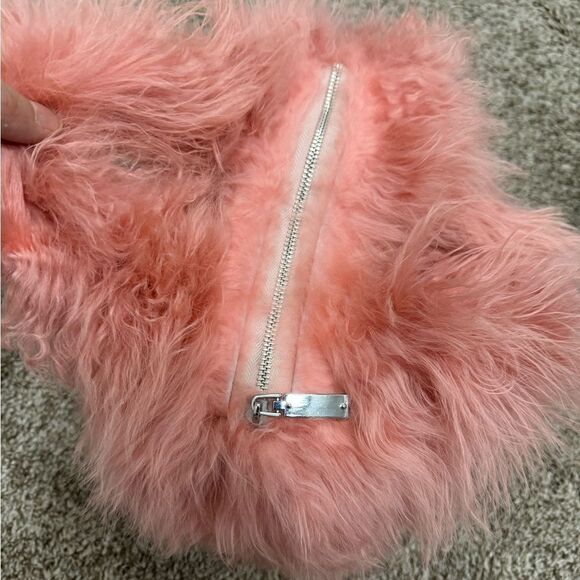 Flamingo Pink Real Curly Shearling Handmade Top HandleBag/Shoulder Bag/Crossbody - Picture 14 of 16